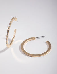 Gold Thin Diamante Hoop Earrings - link has visual effect only