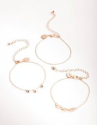 Rose Gold Dainty Dangle Bracelet Pack - link has visual effect only