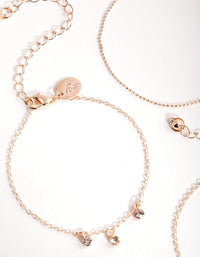 Rose Gold Dainty Dangle Bracelet Pack - link has visual effect only