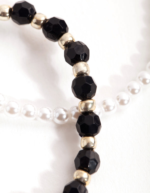 Bead Pearl Yin & Yang Pack Bracelet