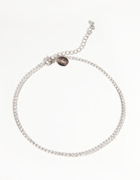 Rhodium Cubic Zirconia Cupchain Choker - link has visual effect only