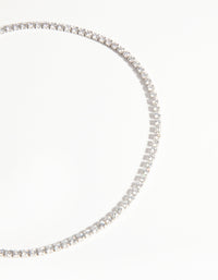 Rhodium Cubic Zirconia Cupchain Choker - link has visual effect only