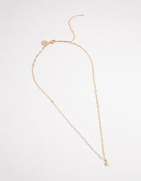 Gold Plated Half Pearl Necklace - link has visual effect only