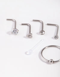 Silver Mixed Diamante Nose Stud 6-Pack - link has visual effect only