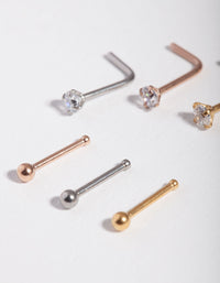 Mixed Metal Cubic Zirconia Nose Stud 6-Pack - link has visual effect only