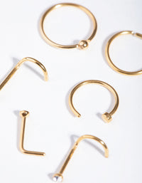 Gold Classic Mixed Nose Ring 6-Pack - link has visual effect only