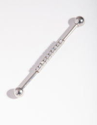 Surgical Steel Cubic Zirconia Industrial Bar - link has visual effect only