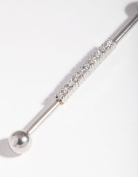 Surgical Steel Cubic Zirconia Industrial Bar - link has visual effect only