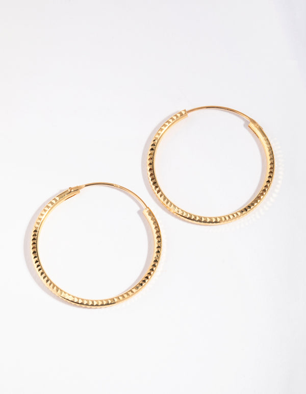 Gold Plated Sterling Silver 30mm Diamond Cut Hoop Earrings