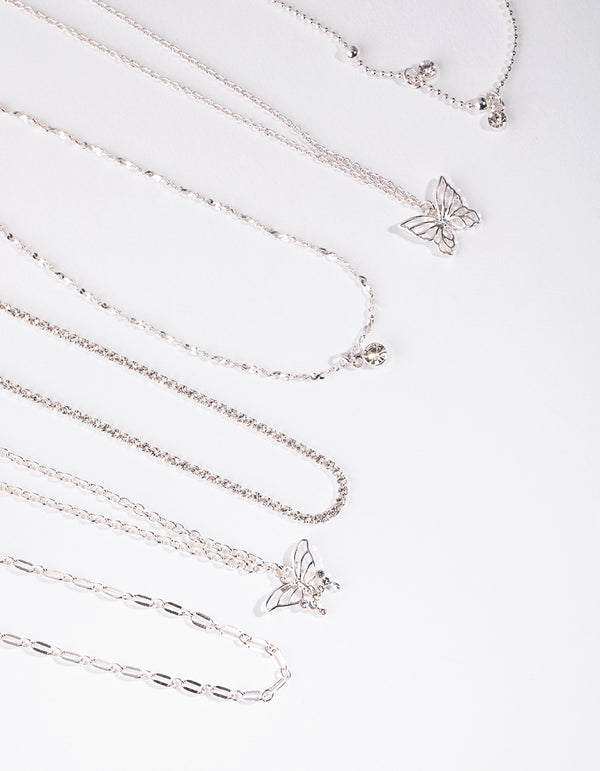 Silver Butterfly Choker 6-Pack