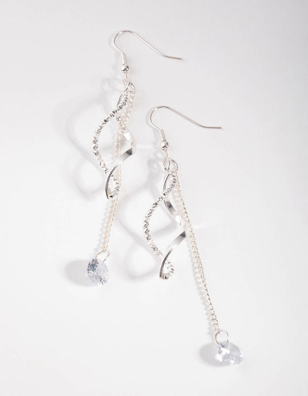 Silver Swirl Drop Earrings