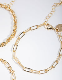 Gold Statement Mixed Chain Pack Bracelet - link has visual effect only