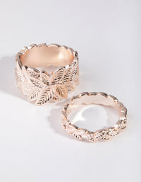 Rose Gold Leaf Ring Set - link has visual effect only