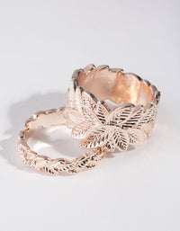 Rose Gold Leaf Ring Set - link has visual effect only