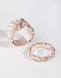 Rose Gold Leaf Ring Set - link has visual effect only