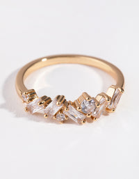 Cubic Zirconia Gold Cluster Row Ring - link has visual effect only