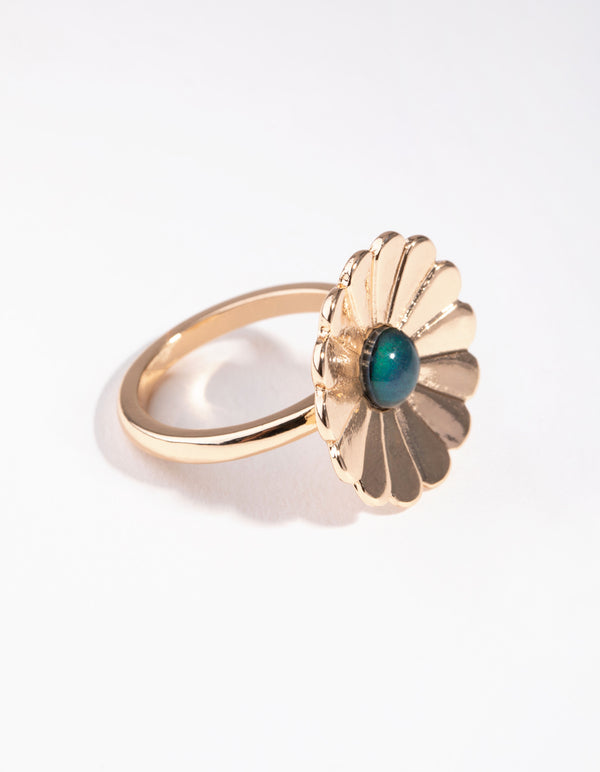 Gold Mood Flower Ring