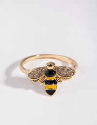 Vintage Gold Crystal Bee Ring - link has visual effect only