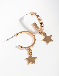 Gold Enamel Zigzag Star Hoop Earrings - link has visual effect only