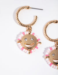 Gold Seedbead Smiley Hoop Earrings - link has visual effect only