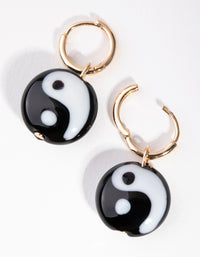 Gold Resin Yin & Yang Hoop Earrings - link has visual effect only