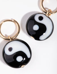 Gold Resin Yin & Yang Hoop Earrings - link has visual effect only