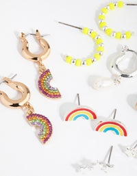 Mixed Metal Rainbow Motifs 6-Pack Earring - link has visual effect only