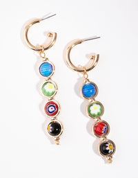 Gold Ceramic Beading Hoop Drop Earrings - link has visual effect only