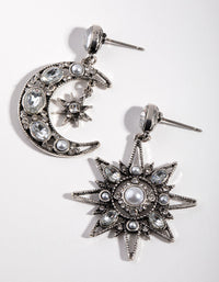 Antique Silver Star & Moon Earrings - link has visual effect only