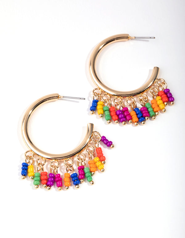 Gold Mini Beads-on-Hoop Earrings