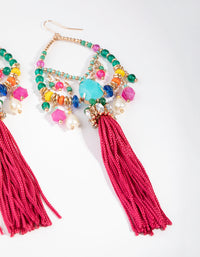 Gold Statement Beads & Tassel Earrings - link has visual effect only