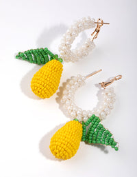 Beaded Lemon Huggie Earrings - link has visual effect only