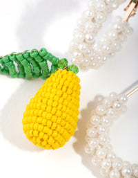 Beaded Lemon Huggie Earrings - link has visual effect only