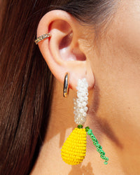 Beaded Lemon Huggie Earrings - link has visual effect only