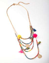 Gold Bead & Coin Long Necklace - link has visual effect only