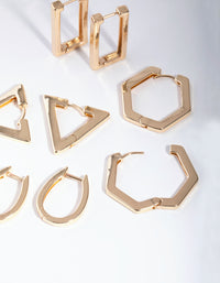 Gold Statement Geometric Earring 8-Pack - link has visual effect only