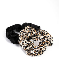 Black & Leopard Silk Scrunchie Pack - link has visual effect only