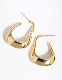 Gold Plated Rectangle Wide Hoop Earrings - link has visual effect only