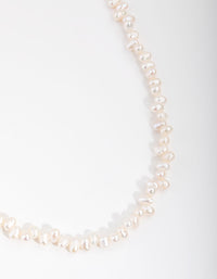 Silver Plated Freshwater Pearl Short Necklace - link has visual effect only