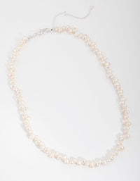 Silver Plated Freshwater Pearl Short Necklace - link has visual effect only