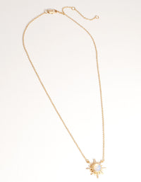 Gold Plated Diamante & Moonstone Sun Necklace - link has visual effect only