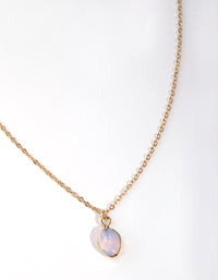 Gold Plated Semi Precious Oval Pendant Necklace - link has visual effect only