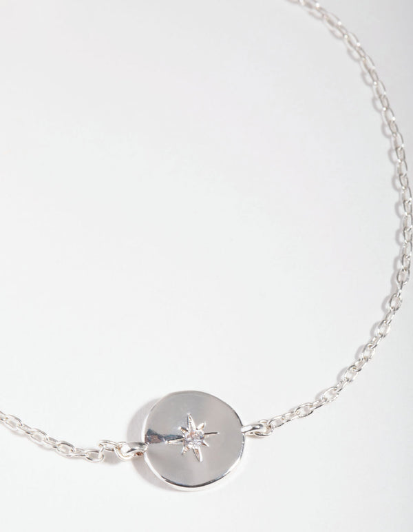 Silver Plated Starburst Disc Bracelet