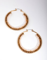 Gold Fine Facet Bead Hoop Earrings - link has visual effect only