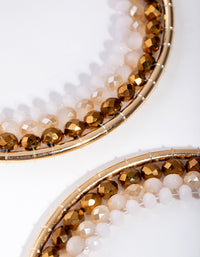 Gold Fine Facet Bead Hoop Earrings - link has visual effect only