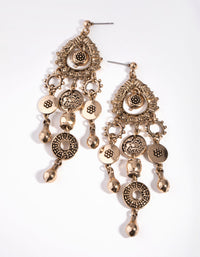 Gold Boho Multi Disc Drop Earrings - link has visual effect only