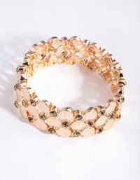 Gold Disc Diamante Stretch Bracelet - link has visual effect only