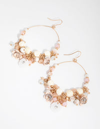 Gold Large Flower Cluster Drop Earrings - link has visual effect only