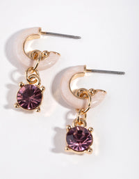 Gold Small Stone on Hoop Earrings - link has visual effect only