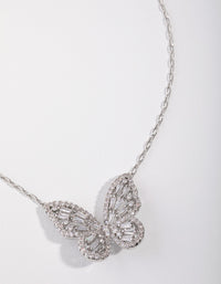 Rhodium Diamond Simulant Large Butterfly Necklace - link has visual effect only